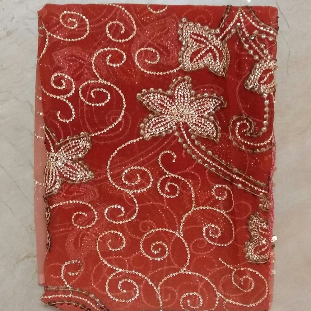 Indian Sequin Beaded Scarf Dupatta Wrap Stole